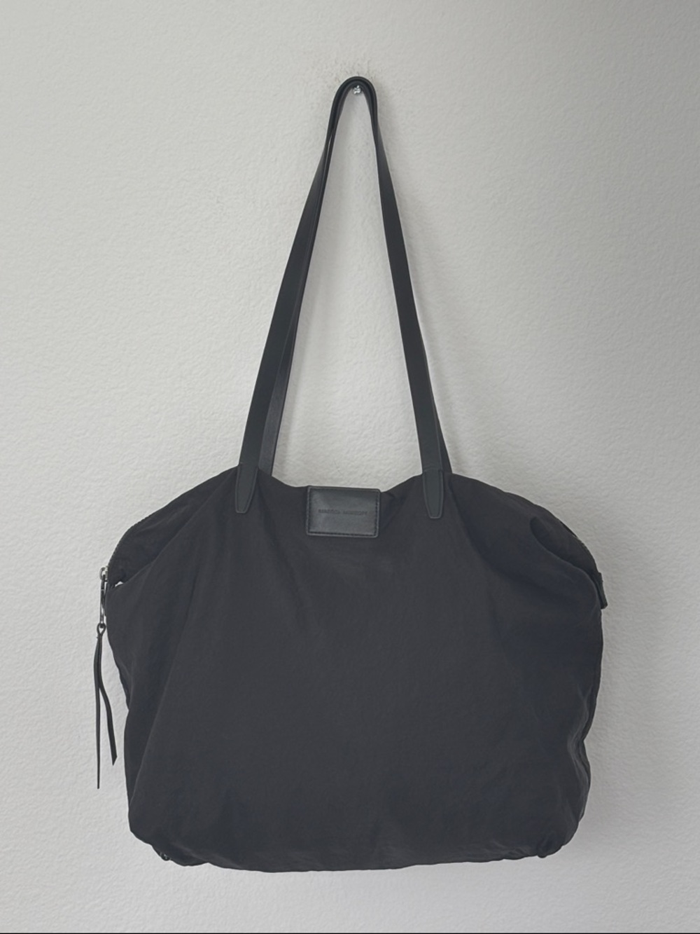 Rebecca Minkoff Black monochrome washed Tote Everyday Shoulder Nylon Travel Bag